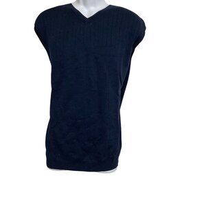 Izod Mens XL Navy Sleeveless V-Neck‎ Sweater Vest 100% Mercerized Cotton
